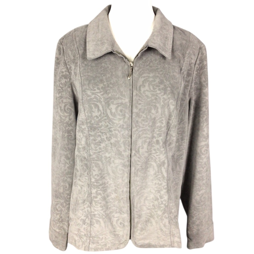 Christopher & Banks Gray Silver Women's Jacket Large Pockets Full Zip